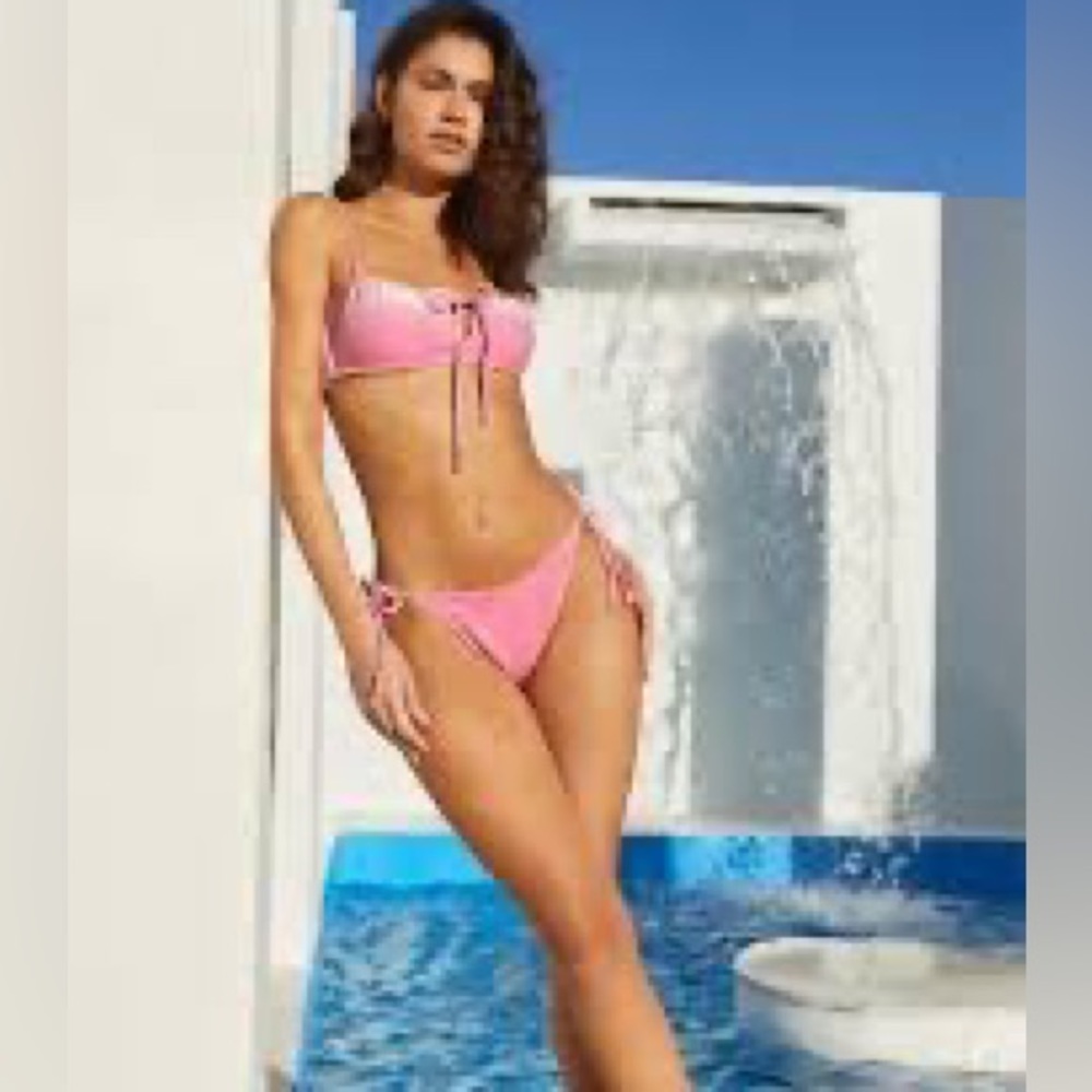 Velour Pink LA hearts String Bikini